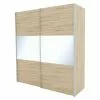 BAUHAUS Express Möbel Schwebetürenschrank Stars B X T X H: 200 X 68 X 216 Cm, Farbe Griff: Aluminiumfarben, Farbe Front: Eiche Sonoma/Weißglas, Farbe Korpus: Eiche Sonoma