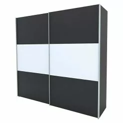 BAUHAUS Express Möbel Schwebetürenschrank Stars B X T X H: 250 X 68 X 236 Cm, Farbe Griff: Alufarben, Farbe Front: Graphit/Weiß, Farbe Korpus: Graphit