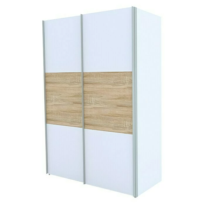 BAUHAUS Express Möbel Schwebetürenschrank Stars B X T X H: 150 X 68 X 216 Cm, Farbe Griff: Aluminiumfarben, Farbe Front: Weiß/Eiche Sonoma, Farbe Korpus: Weiß 1 BAUHAUS Express Möbel Schwebetürenschrank Stars B X T X H: 150 X 68 X 216 Cm, Farbe Griff: Aluminiumfarben, Farbe Front: Weiß/Eiche Sonoma, Farbe Korpus: Weiß