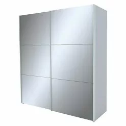 BAUHAUS Express Möbel Schwebetürenschrank Stars B X T X H: 200 X 68 X 216 Cm, Farbe Griff: Aluminiumfarben, Farbe Front: Seidengrau/Seidengrauglas, Farbe Korpus: Seidengrau