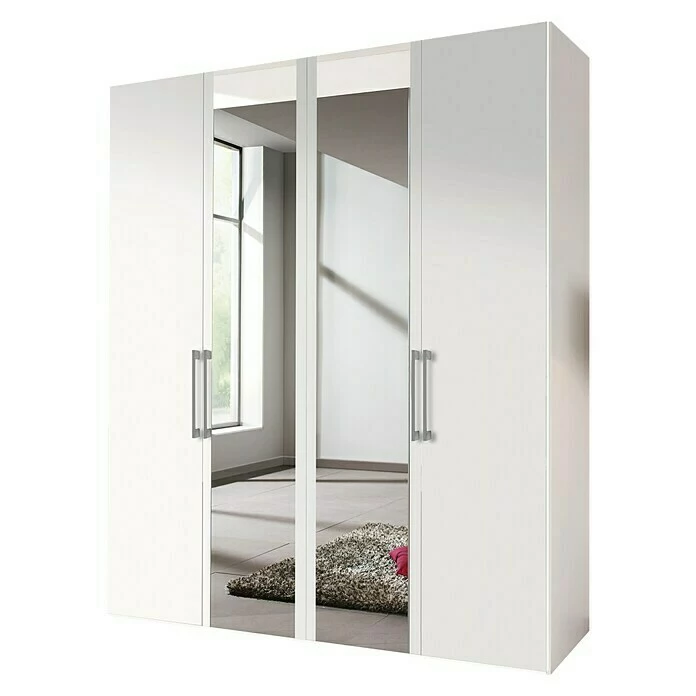 BAUHAUS Express Möbel Drehtürschrank Brooklyn B X T X H: 200 X 58 X 216 Cm, Weiß, Mit Spiegel 1 BAUHAUS Express Möbel Drehtürschrank Brooklyn B X T X H: 200 X 58 X 216 Cm, Weiß, Mit Spiegel