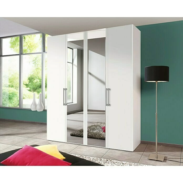 BAUHAUS Express Möbel Drehtürschrank Brooklyn B X T X H: 200 X 58 X 216 Cm, Weiß, Mit Spiegel 2 BAUHAUS Express Möbel Drehtürschrank Brooklyn B X T X H: 200 X 58 X 216 Cm, Weiß, Mit Spiegel – Bild 2