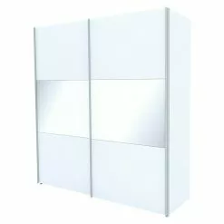 BAUHAUS Express Möbel Schwebetürenschrank Stars B X T X H: 200 X 68 X 216 Cm, Farbe Griff: Aluminiumfarben, Farbe Front: Weiß/Weißglas, Farbe Korpus: Weiß