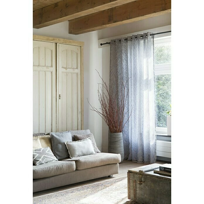 BAUHAUS Rasch Home Ösenschal Safari 140 X 255 Cm, 66 % Polyester, 34 % Leinen, Blau 2 BAUHAUS Rasch Home Ösenschal Safari 140 X 255 Cm, 66 % Polyester, 34 % Leinen, Blau – Bild 2