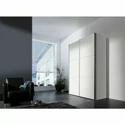 BAUHAUS Express Möbel Schwebetürenschrank Stars B X T X H: 150 X 68 X 236 Cm, Farbe Griff: Aluminiumfarben, Farbe Front: Weiß/Weißglas, Farbe Korpus: Weiß -BAUHAUS 12 3003