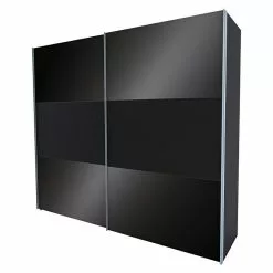 BAUHAUS Express Möbel Schwebetürenschrank Swift B X T X H: 250 X 68 X 216 Cm, Mit Glasfronten, Mit Zubehör, Farbe Front: Basaltglas Außen/Basalt, Farbe Korpus: Basalt