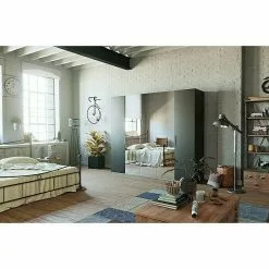 BAUHAUS Express Möbel Drehtürschrank Swift B X T X H: 250 X 58 X 216 Cm, Mit Spiegel, Ohne Zubehör, Farbe Front: Basalt, Farbe Korpus: Eiche Jackson -BAUHAUS 12 3064