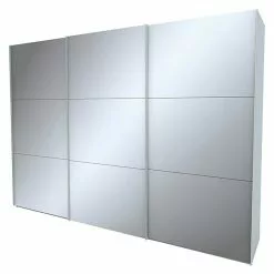 BAUHAUS Express Möbel Schwebetürenschrank Stars B X T X H: 300 X 68 X 216 Cm, Farbe Griff: Aluminiumfarben, Farbe Front: Seidengrau/Seidengrauglas, Farbe Korpus: Seidengrau