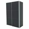 BAUHAUS Express Möbel Schwebetürenschrank Stars B X T X H: 150 X 68 X 216 Cm, Farbe Griff: Aluminiumfarben, Farbe Front: Graphit, Farbe Korpus: Graphit