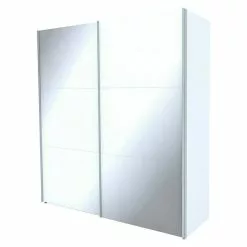 BAUHAUS Express Möbel Schwebetürenschrank Stars B X T X H: 200 X 68 X 216 Cm, Farbe Griff: Aluminiumfarben, Farbe Front: Weißglas, Farbe Korpus: Weiß