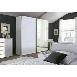 BAUHAUS Express Möbel Schwebetürenschrank Stars B X T X H: 250 X 68 X 216 Cm, Farbe Griff: Aluminiumfarben, Farbe Front: Spiegel, Farbe Korpus: Seidengrau -BAUHAUS 12 3133