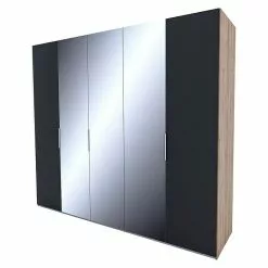 BAUHAUS Express Möbel Drehtürschrank Swift B X T X H: 250 X 58 X 216 Cm, Mit Spiegel, Mit Zubehör, Farbe Front: Basalt, Farbe Korpus: Eiche Jackson