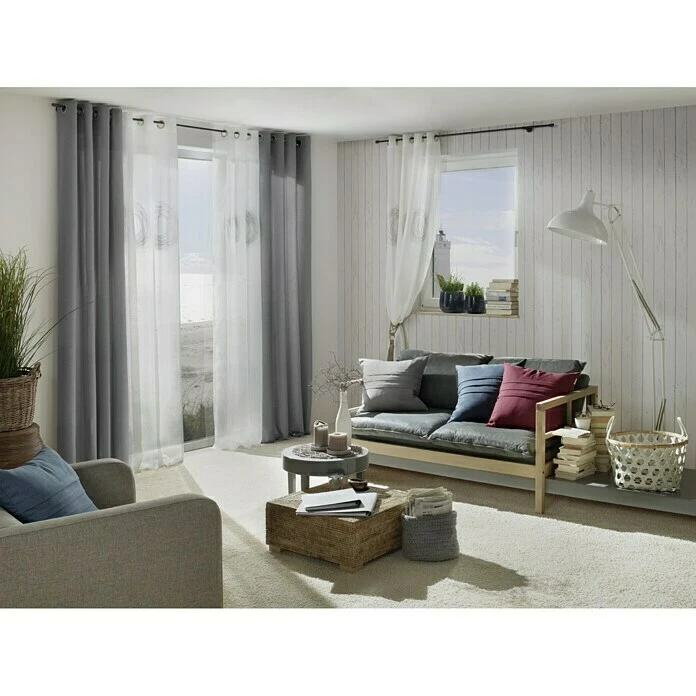 BAUHAUS Elbersdrucke Ösenschal Lino Grau, 140 X 255 Cm, 100 % Polyester 2 BAUHAUS Elbersdrucke Ösenschal Lino Grau, 140 X 255 Cm, 100 % Polyester – Bild 2