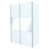BAUHAUS Express Möbel Schwebetürenschrank Stars B X T X H: 150 X 68 X 216 Cm, Farbe Griff: Aluminiumfarben, Farbe Front: Weiß/Weißglas, Farbe Korpus: Weiß
