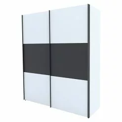 BAUHAUS Express Möbel Schwebetürenschrank Stars B X T X H: 200 X 68 X 236 Cm, Farbe Griff: Graphitfarben, Farbe Front: Weiß/Graphit, Farbe Korpus: Weiß