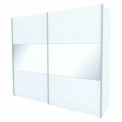 BAUHAUS Express Möbel Schwebetürenschrank Stars B X T X H: 250 X 68 X 236 Cm, Farbe Griff: Aluminiumfarben, Farbe Front: Weiß/Weißglas, Farbe Korpus: Weiß