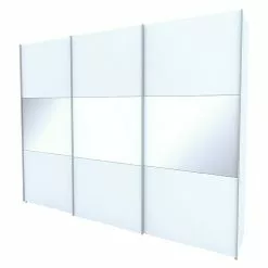 BAUHAUS Express Möbel Schwebetürenschrank Stars B X T X H: 300 X 68 X 236 Cm, Farbe Griff: Aluminiumfarben, Farbe Front: Weiß/Weißglas, Farbe Korpus: Weiß