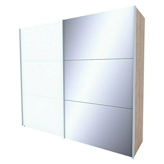 BAUHAUS Express Möbel Schwebetürenschrank Swift B X T X H: 250 X 68 X 216 Cm, Mit Spiegel, Ohne Zubehör, Farbe Front: Weiß, Farbe Korpus: Eiche Jackson 1 BAUHAUS Express Möbel Schwebetürenschrank Swift B X T X H: 250 X 68 X 216 Cm, Mit Spiegel, Ohne Zubehör, Farbe Front: Weiß, Farbe Korpus: Eiche Jackson