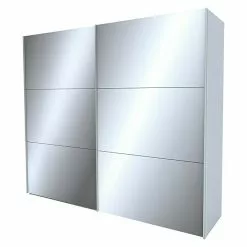 BAUHAUS Express Möbel Schwebetürenschrank Stars B X T X H: 250 X 68 X 236 Cm, Farbe Griff: Aluminiumfarben, Farbe Front: Seidengrauglas/Spiegel, Farbe Korpus: Seidengrau