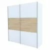 BAUHAUS Express Möbel Schwebetürenschrank Stars B X T X H: 200 X 68 X 216 Cm, Farbe Griff: Aluminiumfarben, Farbe Front: Weiß/Eiche Sonoma, Farbe Korpus: Weiß