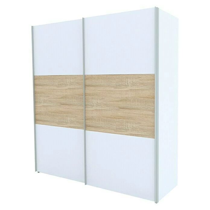 BAUHAUS Express Möbel Schwebetürenschrank Stars B X T X H: 200 X 68 X 216 Cm, Farbe Griff: Aluminiumfarben, Farbe Front: Weiß/Eiche Sonoma, Farbe Korpus: Weiß 1 BAUHAUS Express Möbel Schwebetürenschrank Stars B X T X H: 200 X 68 X 216 Cm, Farbe Griff: Aluminiumfarben, Farbe Front: Weiß/Eiche Sonoma, Farbe Korpus: Weiß