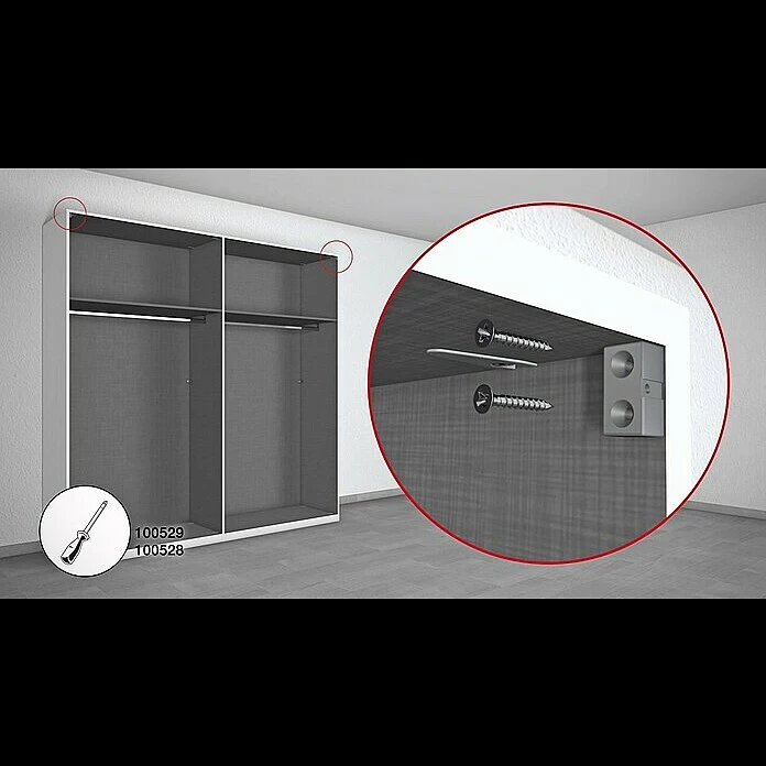 BAUHAUS Express Möbel Schwebetürenschrank Swift B X T X H: 200 X 68 X 216 Cm, Ohne Spiegel, Ohne Zubehör, Farbe Front: Basalt/Eiche Jackson, Farbe Korpus: Eiche Jackson 4 BAUHAUS Express Möbel Schwebetürenschrank Swift B X T X H: 200 X 68 X 216 Cm, Ohne Spiegel, Ohne Zubehör, Farbe Front: Basalt/Eiche Jackson, Farbe Korpus: Eiche Jackson – Bild 4