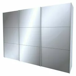 BAUHAUS Express Möbel Schwebetürenschrank Stars B X T X H: 300 X 68 X 216 Cm, Farbe Griff: Aluminiumfarben, Farbe Front: Seidengrauglas/Spiegel, Farbe Korpus: Seidengrau