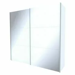 BAUHAUS Express Möbel Schwebetürenschrank Stars B X T X H: 250 X 68 X 236 Cm, Farbe Griff: Aluminiumfarben, Farbe Front: Weißglas, Farbe Korpus: Weiß