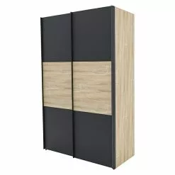 BAUHAUS Express Möbel Schwebetürenschrank Stars B X T X H: 150 X 68 X 236 Cm, Farbe Griff: Graphitfarben, Farbe Front: Graphit/Sonoma Eiche, Farbe Korpus: Sonoma Eiche