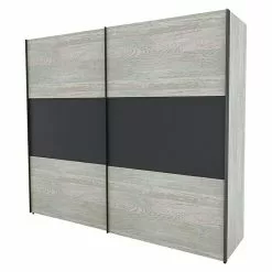 BAUHAUS Express Möbel Schwebetürenschrank Stars B X T X H: 250 X 68 X 216 Cm, Farbe Griff: Graphitfarben, Farbe Front: Platin Eiche/Graphit, Farbe Korpus: Platin Eiche