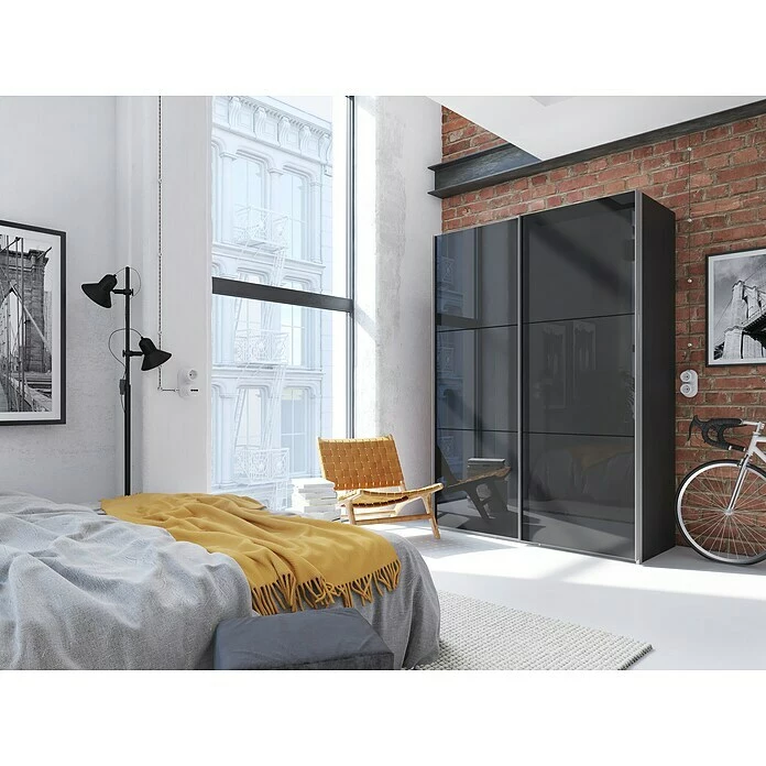 BAUHAUS Express Möbel Schwebetürenschrank Swift B X T X H: 150 X 68 X 216 Cm, Mit Glasfronten, Mit Zubehör, Farbe Front: Weißglas Mittig/Eiche Jackson, Farbe Korpus: Eiche Jackson 5 BAUHAUS Express Möbel Schwebetürenschrank Swift B X T X H: 150 X 68 X 216 Cm, Mit Glasfronten, Mit Zubehör, Farbe Front: Weißglas Mittig/Eiche Jackson, Farbe Korpus: Eiche Jackson – Bild 5