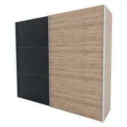 BAUHAUS Express Möbel Schwebetürenschrank Swift B X T X H: 250 X 68 X 216 Cm, Ohne Spiegel, Mit Zubehör, Farbe Front: Basalt/Eiche Jackson, Farbe Korpus: Eiche Jackson