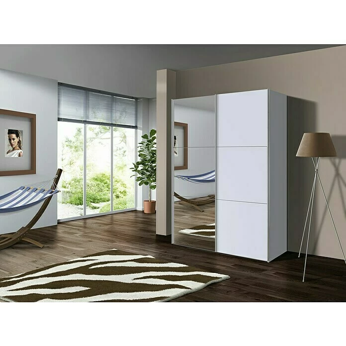 BAUHAUS Express Möbel Schwebetürenschrank Stars B X T X H: 150 X 68 X 236 Cm, Farbe Griff: Aluminiumfarben, Farbe Front: Seidengrau/Spiegel, Farbe Korpus: Seidengrau 3 BAUHAUS Express Möbel Schwebetürenschrank Stars B X T X H: 150 X 68 X 236 Cm, Farbe Griff: Aluminiumfarben, Farbe Front: Seidengrau/Spiegel, Farbe Korpus: Seidengrau – Bild 3