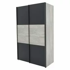 BAUHAUS Express Möbel Schwebetürenschrank Stars B X T X H: 150 X 68 X 236 Cm, Farbe Griff: Graphitfarben, Farbe Front: Graphit/Platin Eiche, Farbe Korpus: Platin Eiche