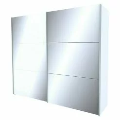 BAUHAUS Express Möbel Schwebetürenschrank Stars B X T X H: 250 X 68 X 216 Cm, Farbe Griff: Aluminiumfarben, Farbe Front: Weißglas/Spiegel, Farbe Korpus: Weiß