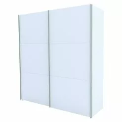 BAUHAUS Express Möbel Schwebetürenschrank Stars B X T X H: 200 X 68 X 216 Cm, Farbe Griff: Aluminiumfarben, Farbe Front: Weiß, Farbe Korpus: Weiß