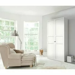 BAUHAUS Express Möbel Drehtürschrank Brooklyn Landhaus B X T X H: 100 X 58 X 216 Cm, Weiß, Ohne Spiegel