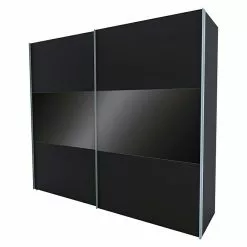BAUHAUS Express Möbel Schwebetürenschrank Swift B X T X H: 250 X 68 X 216 Cm, Mit Glasfronten, Mit Zubehör, Farbe Front: Basaltglas Mittig/Basalt, Farbe Korpus: Basalt