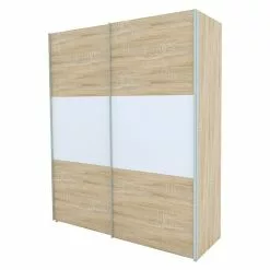 BAUHAUS Express Möbel Schwebetürenschrank Stars B X T X H: 200 X 68 X 236 Cm, Farbe Front: Eiche Sonoma/Weiß, Farbe Korpus: Eiche Sonoma