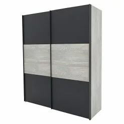 BAUHAUS Express Möbel Schwebetürenschrank Stars B X T X H: 200 X 68 X 236 Cm, Farbe Griff: Graphitfarben, Farbe Front: Graphit/Platin Eiche, Farbe Korpus: Platin Eiche