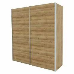 BAUHAUS Express Möbel Schwebetürenschrank Stars B X T X H: 200 X 68 X 216 Cm, Farbe Griff: Aluminiumfarben, Farbe Front: Eiche Riviera, Farbe Korpus: Eiche Riviera