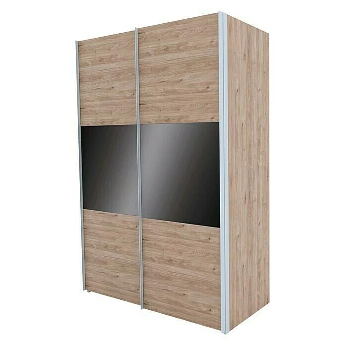BAUHAUS Express Möbel Schwebetürenschrank Swift B X T X H: 150 X 68 X 216 Cm, Mit Glasfronten, Mit Zubehör, Farbe Front: Basaltglas Mittig/Eiche Jackson, Farbe Korpus: Eiche Jackson 1 BAUHAUS Express Möbel Schwebetürenschrank Swift B X T X H: 150 X 68 X 216 Cm, Mit Glasfronten, Mit Zubehör, Farbe Front: Basaltglas Mittig/Eiche Jackson, Farbe Korpus: Eiche Jackson