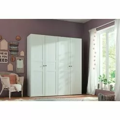 BAUHAUS Express Möbel Drehtürschrank Brooklyn Landhaus B X T X H: 250 X 58 X 216 Cm, Weiß, Ohne Spiegel