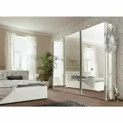 BAUHAUS Express Möbel Schwebetürenschrank Stars B X T X H: 300 X 68 X 236 Cm, Farbe Griff: Aluminiumfarben, Farbe Front: Spiegel, Farbe Korpus: Weiß -BAUHAUS 12 3770