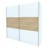 BAUHAUS Express Möbel Schwebetürenschrank Stars B X T X H: 250 X 68 X 236 Cm, Farbe Griff: Aluminiumfarben, Farbe Front: Weiß/Eiche Sonoma, Farbe Korpus: Weiß