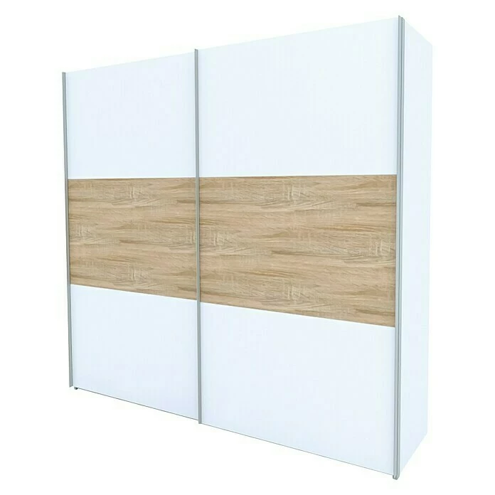 BAUHAUS Express Möbel Schwebetürenschrank Stars B X T X H: 250 X 68 X 236 Cm, Farbe Griff: Aluminiumfarben, Farbe Front: Weiß/Eiche Sonoma, Farbe Korpus: Weiß 1 BAUHAUS Express Möbel Schwebetürenschrank Stars B X T X H: 250 X 68 X 236 Cm, Farbe Griff: Aluminiumfarben, Farbe Front: Weiß/Eiche Sonoma, Farbe Korpus: Weiß
