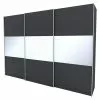 BAUHAUS Express Möbel Schwebetürenschrank Stars B X T X H: 300 X 68 X 236 Cm, Farbe Griff: Alufarben, Farbe Front: Graphit/Weißglas, Farbe Korpus: Graphit
