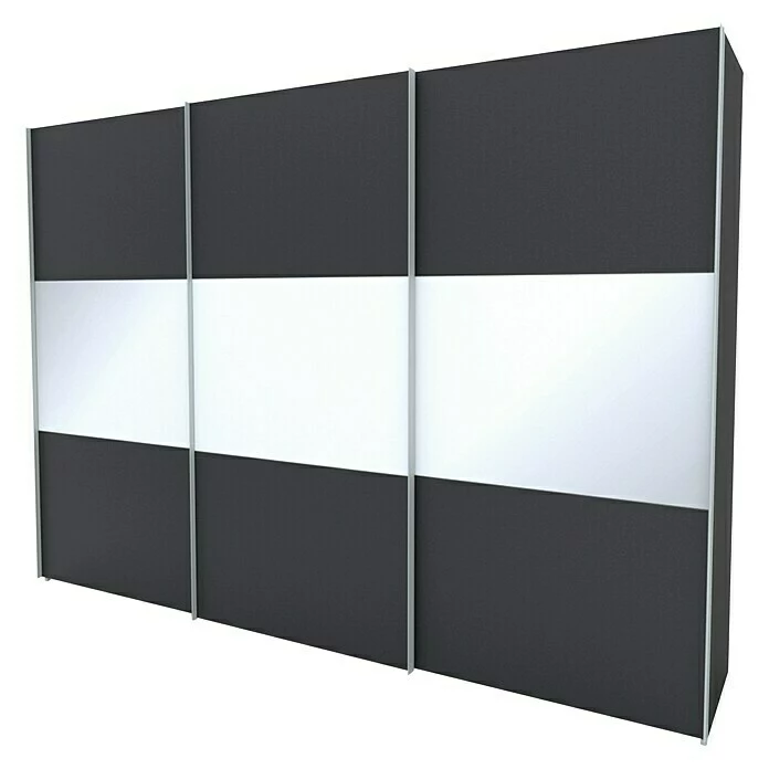 BAUHAUS Express Möbel Schwebetürenschrank Stars B X T X H: 300 X 68 X 236 Cm, Farbe Griff: Alufarben, Farbe Front: Graphit/Weißglas, Farbe Korpus: Graphit 1 BAUHAUS Express Möbel Schwebetürenschrank Stars B X T X H: 300 X 68 X 236 Cm, Farbe Griff: Alufarben, Farbe Front: Graphit/Weißglas, Farbe Korpus: Graphit
