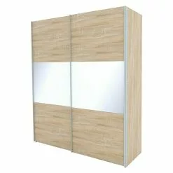 BAUHAUS Express Möbel Schwebetürenschrank Stars B X T X H: 200 X 68 X 236 Cm, Farbe Griff: Aluminiumfarben, Farbe Front: Eiche Sonoma/Weißglas, Farbe Korpus: Eiche Sonoma