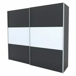 BAUHAUS Express Möbel Schwebetürenschrank Stars B X T X H: 250 X 68 X 216 Cm, Farbe Griff: Alufarben, Farbe Front: Graphit/Weiß, Farbe Korpus: Graphit